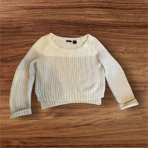 Moda International Fisherman’s Knit Cream and Tan Crewneck Pullover Sweater M